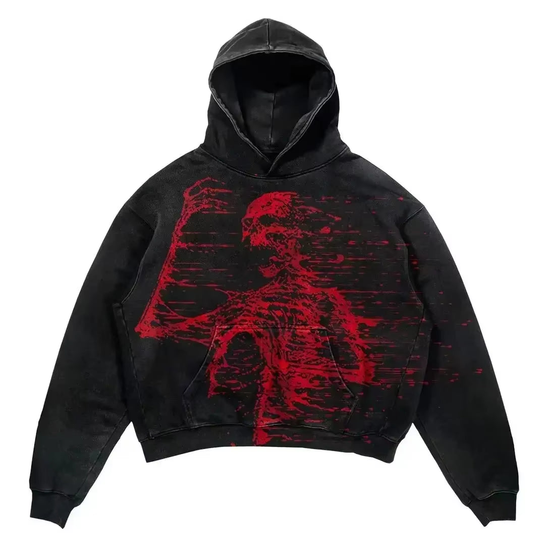 Harajuku Thickened Letter Print Oversized Hoodie Y2K Goth Hoodies Women Streetwear Tops Sweatshirt Grunge Clothes Men Clothing