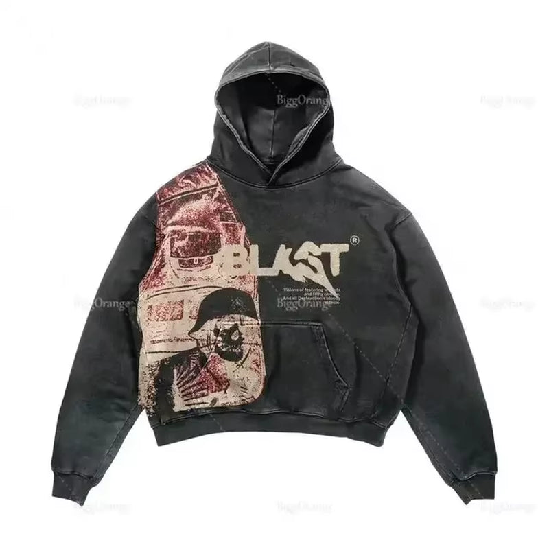 Harajuku Thickened Letter Print Oversized Hoodie Y2K Goth Hoodies Women Streetwear Tops Sweatshirt Grunge Clothes Men Clothing