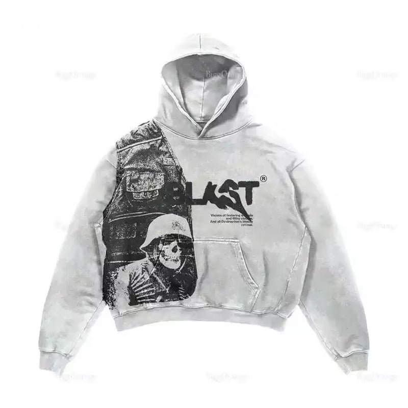 Harajuku Thickened Letter Print Oversized Hoodie Y2K Goth Hoodies Women Streetwear Tops Sweatshirt Grunge Clothes Men Clothing