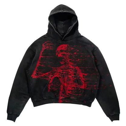 Harajuku Thickened Letter Print Oversized Hoodie Y2K Goth Hoodies Women Streetwear Tops Sweatshirt Grunge Clothes Men Clothing