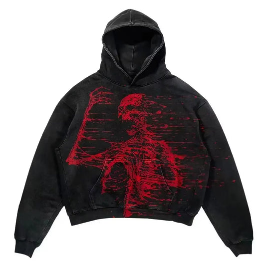Harajuku Thickened Letter Print Oversized Hoodie Y2K Goth Hoodies Women Streetwear Tops Sweatshirt Grunge Clothes Men Clothing